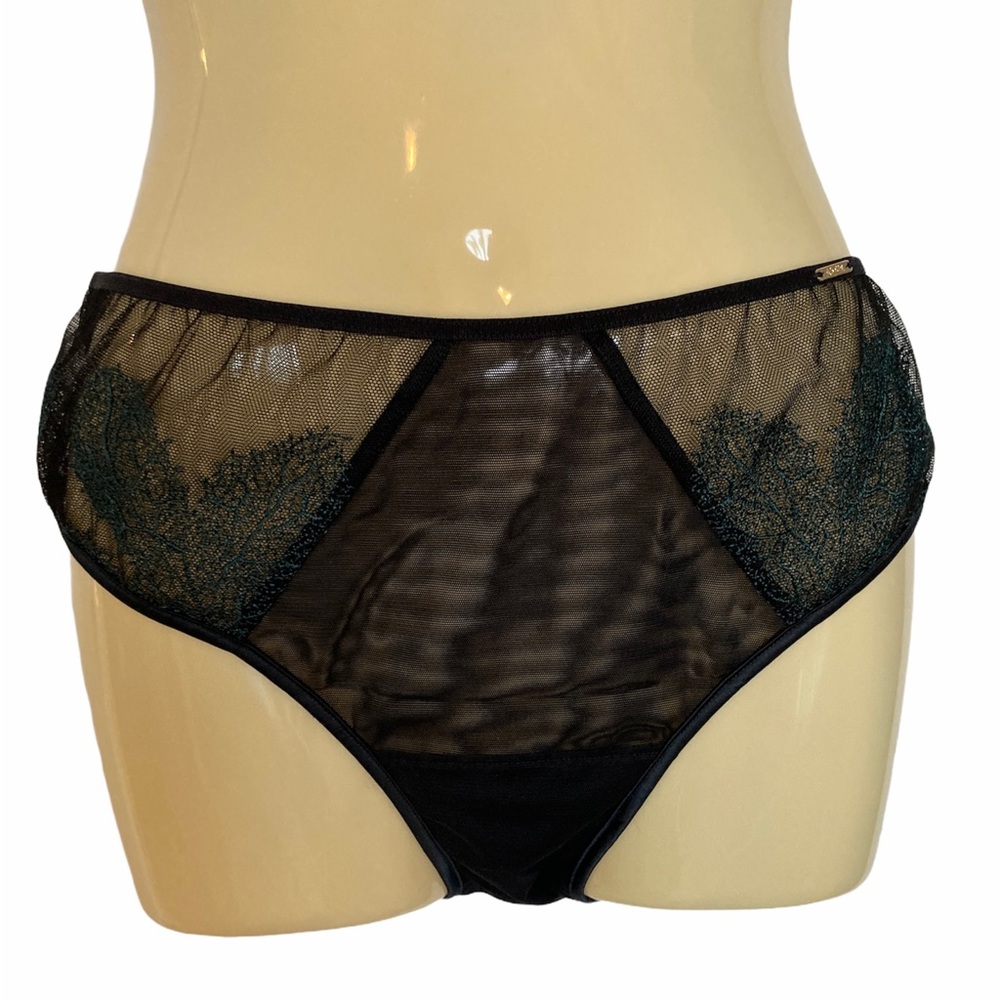 Ajour Luxury Lingerie Bra And Panty Set Sexy Black Green Embroidery Romantic Fun - Picture 5 of 14